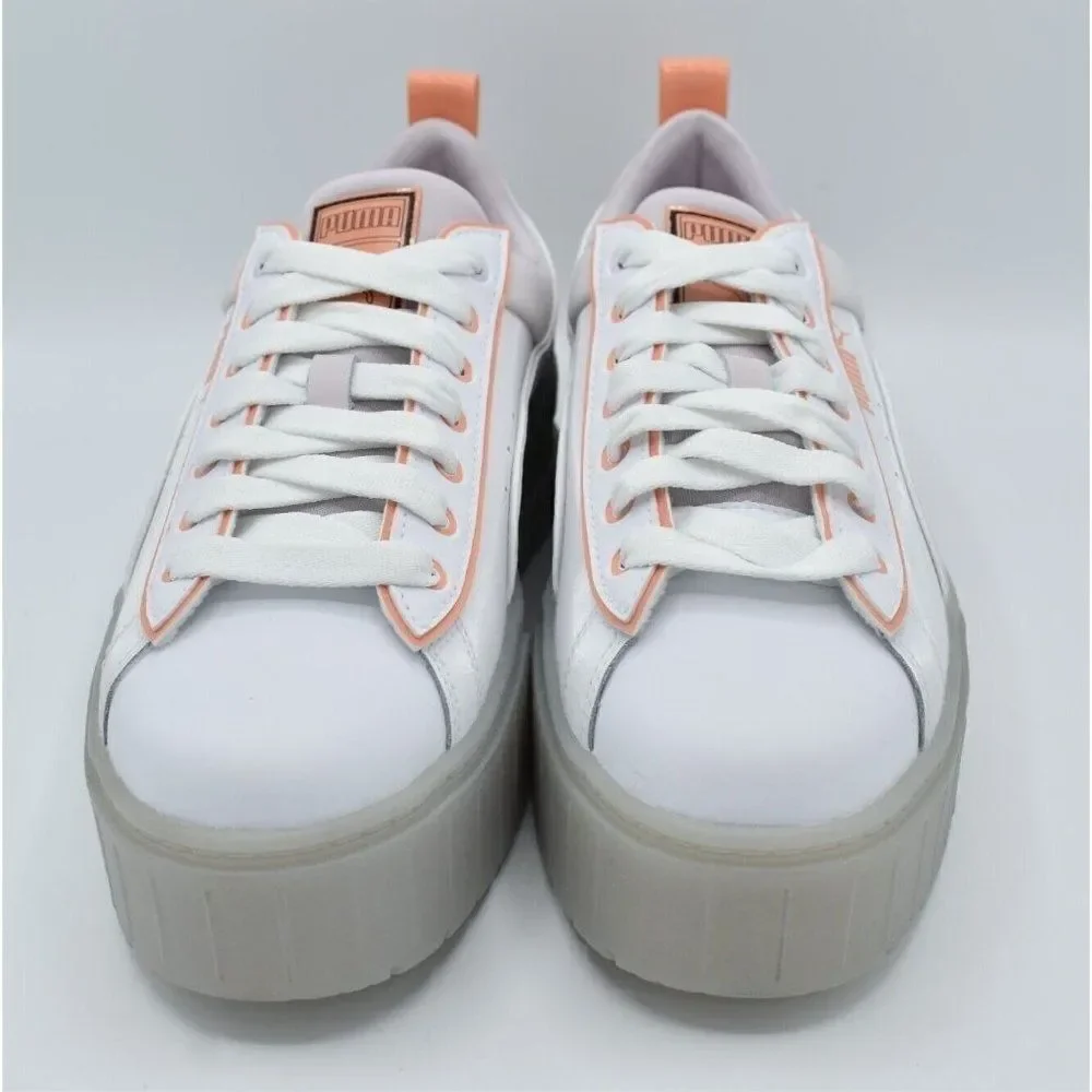Puma Womens Size 9 Mayze White Pink Peach‎ Summer Camp Platform Fashion Sneakers